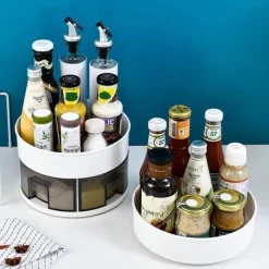 Space Savvy Küche & Esszimmer-360° drehbarer Gewürzregal-Organizer – praktische Aufbewahrungslösung für die Küche