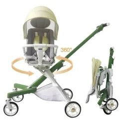Kinder The Decor Haven Kinderwagen & Zubehör-360° drehbarer, zusammenklappbarer Kinderwagen – Reise-Kinderwagen