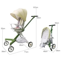 Kinder The Decor Haven Kinderwagen & Zubehör-360° drehbarer, zusammenklappbarer Kinderwagen – Reise-Kinderwagen