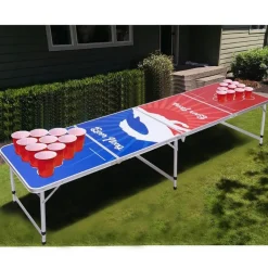 Wilderness Haven Outdoor & Garten|Outdoor-Artikel-8 Fuß klappbarer Pong-Tisch – Tragbares Indoor-Gaming für Partys