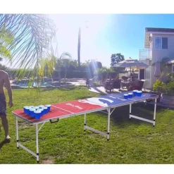 Wilderness Haven Outdoor & Garten|Outdoor-Artikel-8 Fuß klappbarer Pong-Tisch – Tragbares Indoor-Gaming für Partys