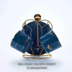 Feast u0026 Flair Küche & Esszimmer-200 ml Teeservice aus Marmorkeramik mit Löffel und Untertasse