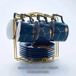 Feast u0026 Flair Küche & Esszimmer-200 ml Teeservice aus Marmorkeramik mit Löffel und Untertasse