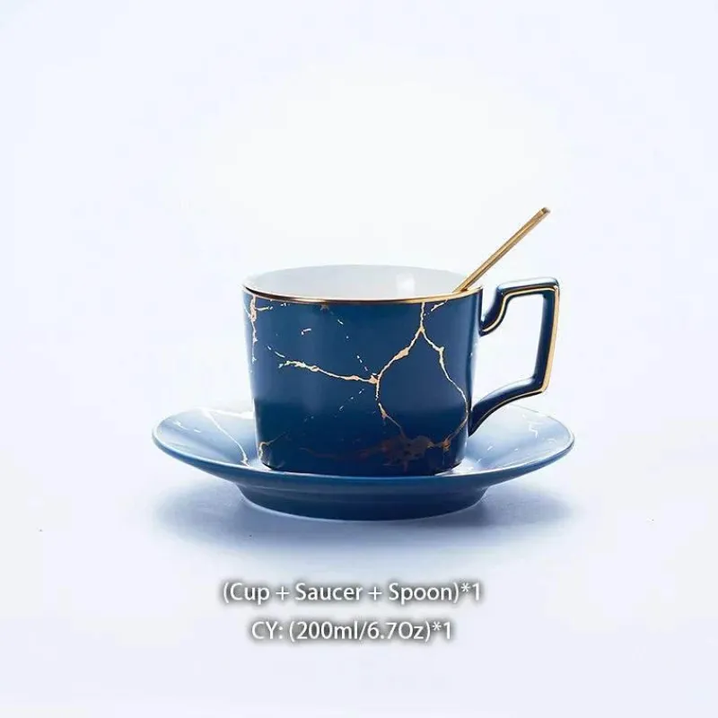 Feast u0026 Flair Küche & Esszimmer-200 ml Teeservice aus Marmorkeramik mit Löffel und Untertasse