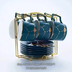 Feast u0026 Flair Küche & Esszimmer-200 ml Teeservice aus Marmorkeramik mit Löffel und Untertasse