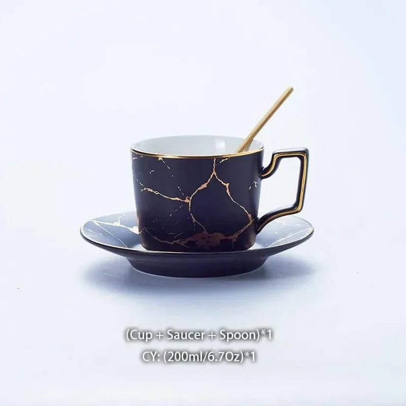 Feast u0026 Flair Küche & Esszimmer-200 ml Teeservice aus Marmorkeramik mit Löffel und Untertasse