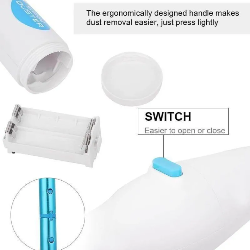 The Blissful Bath Badezimmer-360° rotierende elektrische Staubbürste – verstellbares Reinigungswerkzeug für einfaches Staubwischen