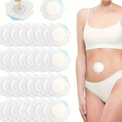 PureGlow Frauenpflege|Körperpflege-50 Stück Einweg-Rizinusölpflaster – Pflaumenblüten-Vliespflaster