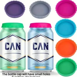 Timeless Touch Küche & Esszimmer-6 wiederverwendbare Silikondeckel für Getränkedosen – langlebig und auslaufsicher