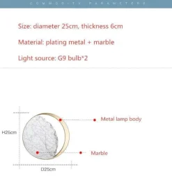 Comfort u0026 Style Beleuchtung-Abnehmender Dreiviertelmond LED-Wandleuchte - Dekorative Marmorleuchte