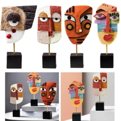 The Gilded Nest Wohndeko-Abstrakte Gesichtsskulptur – moderner Pop-Art-Wohndekor-Akzent