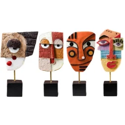 The Gilded Nest Wohndeko-Abstrakte Gesichtsskulptur – moderner Pop-Art-Wohndekor-Akzent