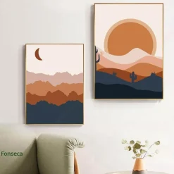 Willow u0026 Whim Wohndeko-Abstrakter Boho Landschaftskunstdruck - Moderne Wanddekoration