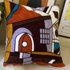 The Cushion Corner Bettzeug|Wohndeko-Abstrakter Picasso-Kissenbezug – 45 x 45 cm, dekoratives Dekokissen für Sofa und Auto
