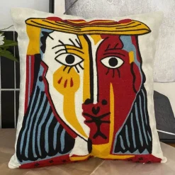 The Cushion Corner Bettzeug|Wohndeko-Abstrakter Picasso-Kissenbezug – 45 x 45 cm, dekoratives Dekokissen für Sofa und Auto