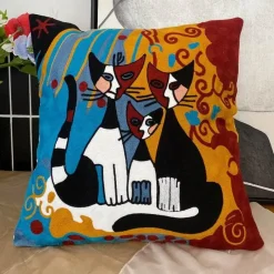 The Cushion Corner Bettzeug|Wohndeko-Abstrakter Picasso-Kissenbezug – 45 x 45 cm, dekoratives Dekokissen für Sofa und Auto