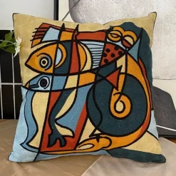 The Cushion Corner Bettzeug|Wohndeko-Abstrakter Picasso-Kissenbezug – 45 x 45 cm, dekoratives Dekokissen für Sofa und Auto