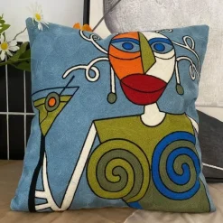 The Cushion Corner Bettzeug|Wohndeko-Abstrakter Picasso-Kissenbezug – 45 x 45 cm, dekoratives Dekokissen für Sofa und Auto