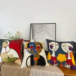 The Cushion Corner Bettzeug|Wohndeko-Abstrakter Picasso-Kissenbezug – 45 x 45 cm, dekoratives Dekokissen für Sofa und Auto