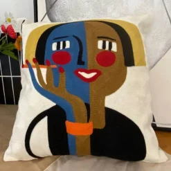 The Cushion Corner Bettzeug|Wohndeko-Abstrakter Picasso-Kissenbezug – 45 x 45 cm, dekoratives Dekokissen für Sofa und Auto