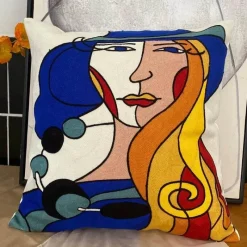 The Cushion Corner Bettzeug|Wohndeko-Abstrakter Picasso-Kissenbezug – 45 x 45 cm, dekoratives Dekokissen für Sofa und Auto