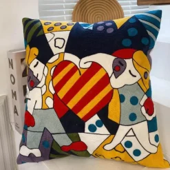 The Cushion Corner Bettzeug|Wohndeko-Abstrakter Picasso-Kissenbezug – 45 x 45 cm, dekoratives Dekokissen für Sofa und Auto