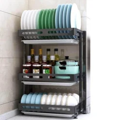 Deco Küche & Esszimmer-Abtropfgestell aus Edelstahl, faltbar, Küchen-Trockengestell