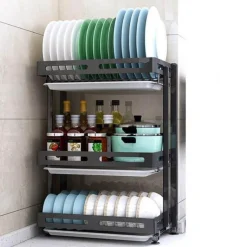 Deco Küche & Esszimmer-Abtropfgestell aus Edelstahl, faltbar, Küchen-Trockengestell