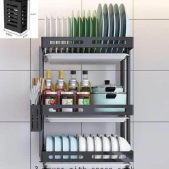 Deco Küche & Esszimmer-Abtropfgestell aus Edelstahl, faltbar, Küchen-Trockengestell