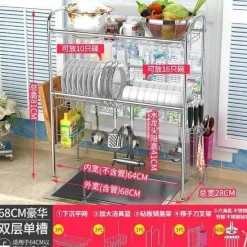 The Decor Haven Küche & Esszimmer-Abtropfgestell aus Edelstahl – Küchenorganizer für Geschirr und Utensilien