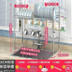 The Decor Haven Küche & Esszimmer-Abtropfgestell aus Edelstahl – Küchenorganizer für Geschirr und Utensilien