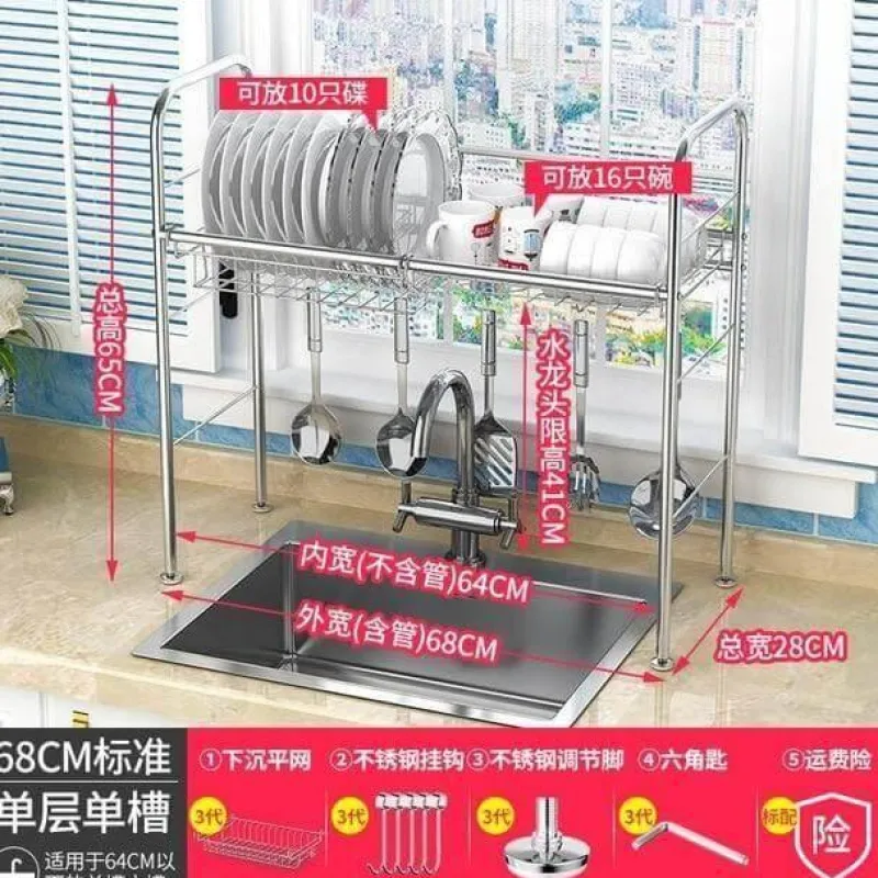 The Decor Haven Küche & Esszimmer-Abtropfgestell aus Edelstahl – Küchenorganizer für Geschirr und Utensilien