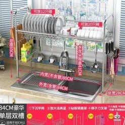 The Decor Haven Küche & Esszimmer-Abtropfgestell aus Edelstahl – Küchenorganizer für Geschirr und Utensilien