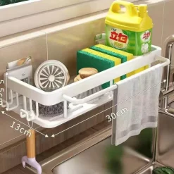 Tom Küche & Esszimmer-Abtropfgestell für Küchenspüle aus Aluminium – Schwamm-Organizerkorb