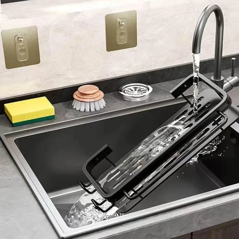 Tom Küche & Esszimmer-Abtropfgestell für Küchenspüle aus Aluminium – Schwamm-Organizerkorb