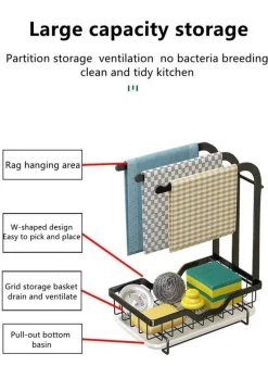 The Culinary Kit Küche & Esszimmer-Abtropfgestell mit Abtropffläche – platzsparender Küchen-Organizer