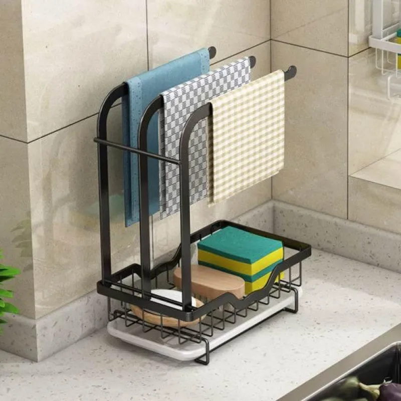 The Culinary Kit Küche & Esszimmer-Abtropfgestell mit Abtropffläche – platzsparender Küchen-Organizer