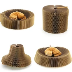 TailTrend Haustierzubehör|Haustierbetten-Akkordeon-Katzenkratzbett – Verspieltes Möbel für Katzen