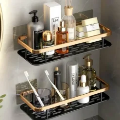 Tom Küche & Esszimmer-Aluminium-Badezimmer-Eckregal mit Handtuchhalter – platzsparende Aufbewahrungslösung