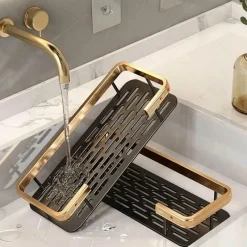 Tom Küche & Esszimmer-Aluminium-Badezimmer-Eckregal mit Handtuchhalter – platzsparende Aufbewahrungslösung