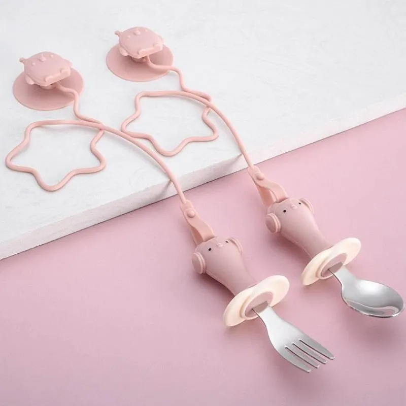 Kinder The Decor Haven Kinderwagen & Zubehör-Anti-Drop-Babylöffel- und Gabel-Set – langlebiges Baby-Essgeschirr