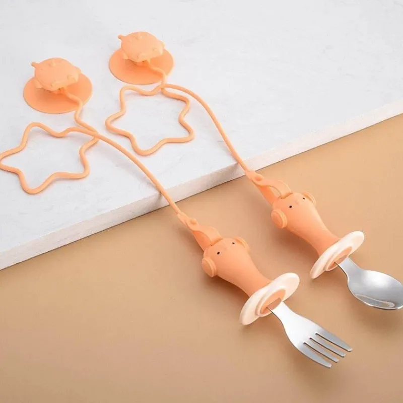 Kinder The Decor Haven Kinderwagen & Zubehör-Anti-Drop-Babylöffel- und Gabel-Set – langlebiges Baby-Essgeschirr