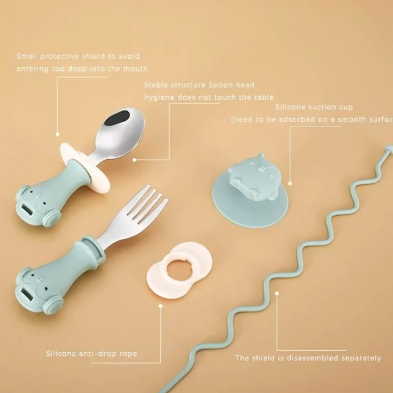 Kinder The Decor Haven Kinderwagen & Zubehör-Anti-Drop-Babylöffel- und Gabel-Set – langlebiges Baby-Essgeschirr
