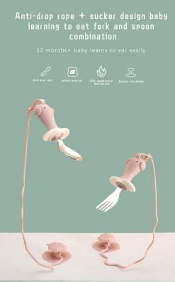 Kinder The Decor Haven Kinderwagen & Zubehör-Anti-Drop-Babylöffel- und Gabel-Set – langlebiges Baby-Essgeschirr