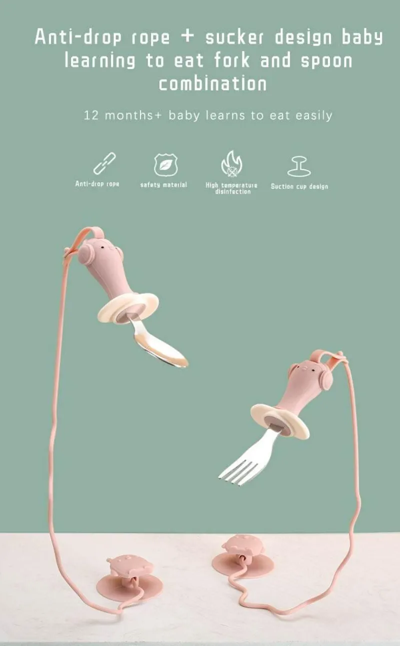 Kinder The Decor Haven Kinderwagen & Zubehör-Anti-Drop-Babylöffel- und Gabel-Set – langlebiges Baby-Essgeschirr