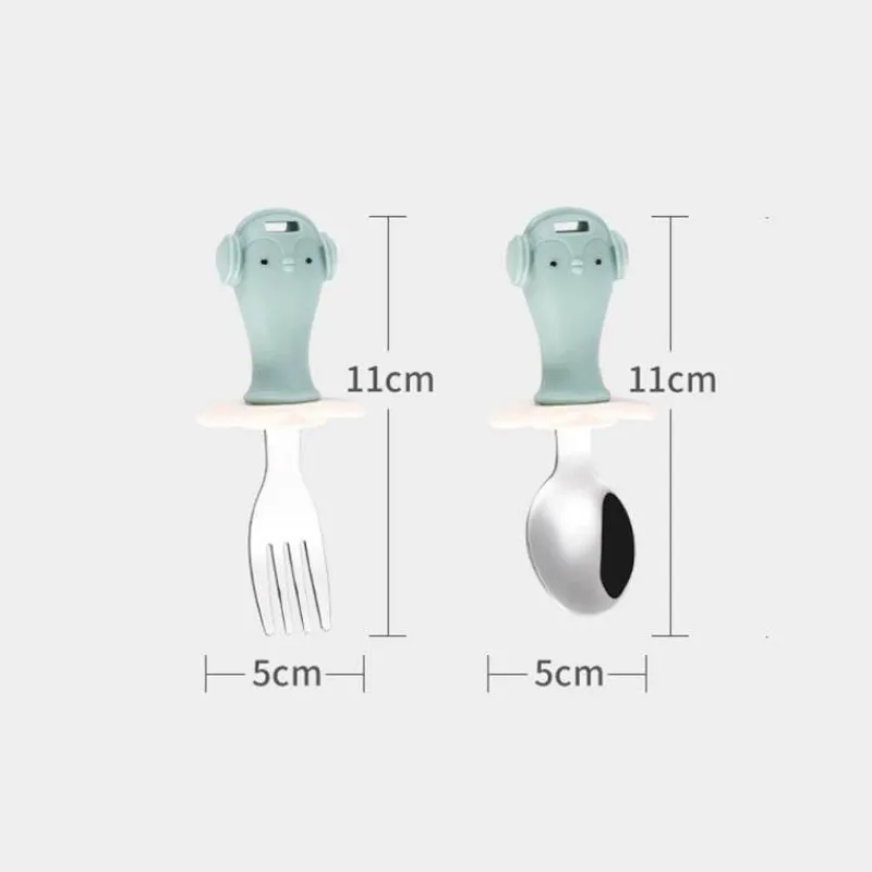 Kinder The Decor Haven Kinderwagen & Zubehör-Anti-Drop-Babylöffel- und Gabel-Set – langlebiges Baby-Essgeschirr