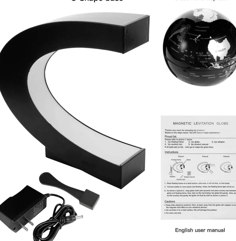 The Gilded Nest Beleuchtung-Antigravity Floating Globe LED Lampe - Einzigartiges Wohndekor