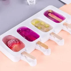 The Culinary Kit Küche & Esszimmer-Antihaftbeschichtete Eisform für Stieleis - Eiscreme-Maschinen-Set mit 4 Mulden