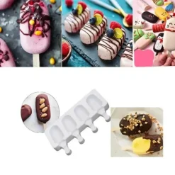 The Culinary Kit Küche & Esszimmer-Antihaftbeschichtete Eisform für Stieleis - Eiscreme-Maschinen-Set mit 4 Mulden