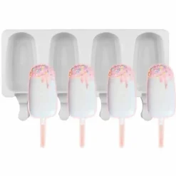 The Culinary Kit Küche & Esszimmer-Antihaftbeschichtete Eisform für Stieleis - Eiscreme-Maschinen-Set mit 4 Mulden